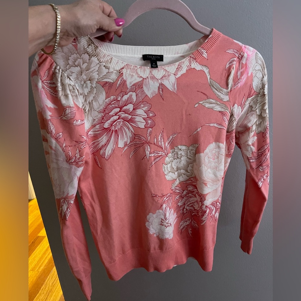 Talbots Floral Pink Sweater in size Petite New never used